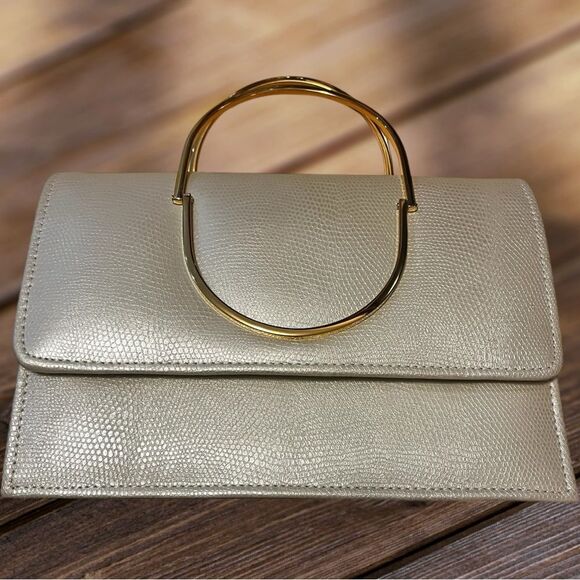 Y&S Ivory with Gold Tone Chain Shoulder Cross Body Clutch Bag - Picture 2 of 15